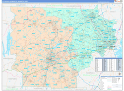 Fitchburg-Leominster Metro Area Wall Map Color Cast Style 2024